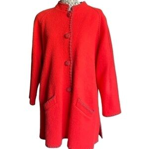 Wool Angora Blend Mandarin Collar Coat Size M